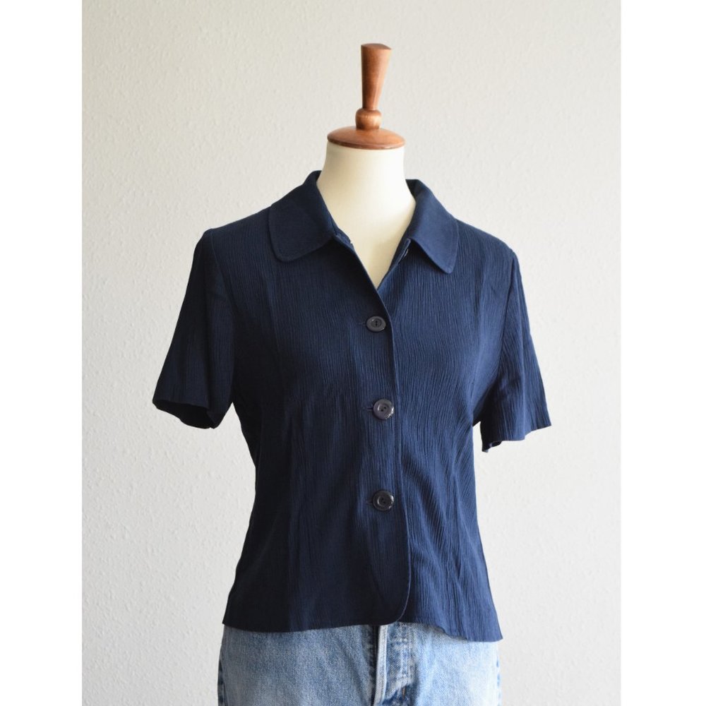 Jessica Howard 90's cropped blouse navy Medium